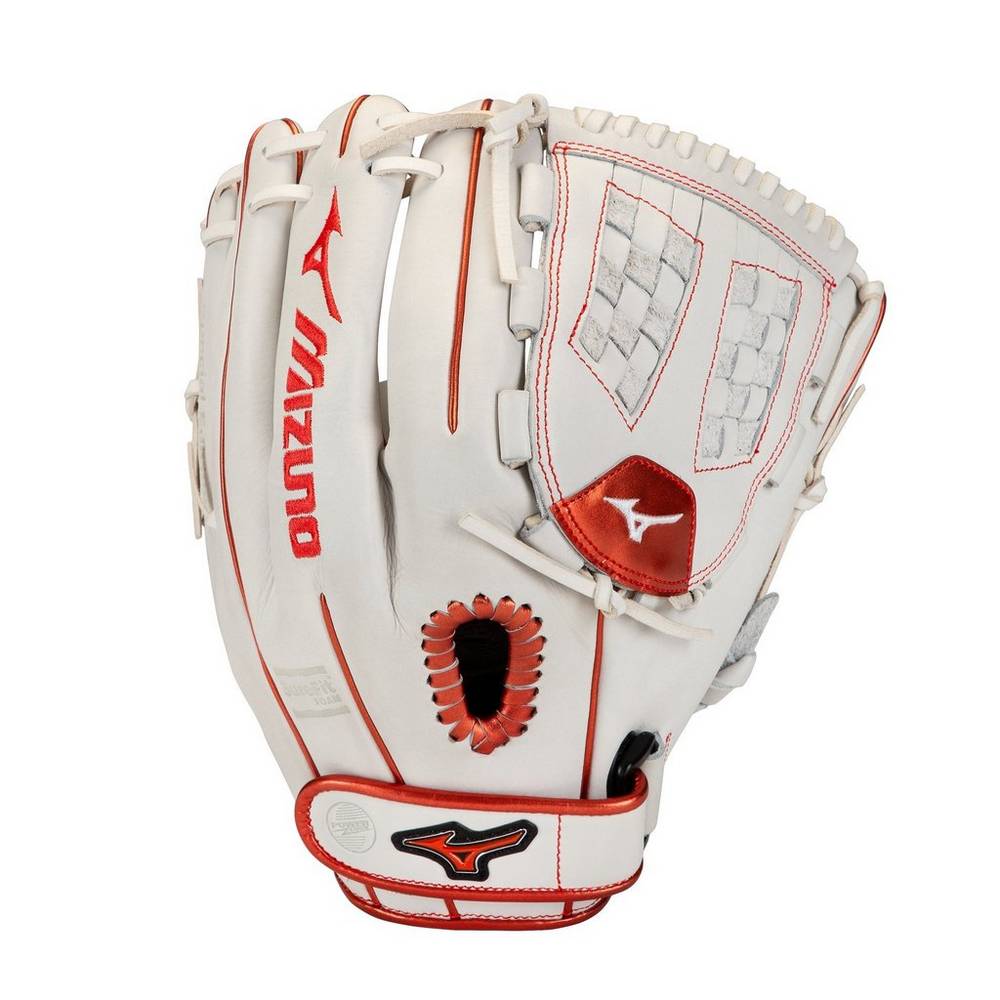 Mizuno Women's MVP Prime SE Fastpitch Softball 12" Gloves White/Red (312824-INJ)